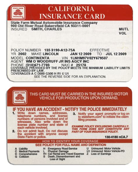 state farm auto insurance card